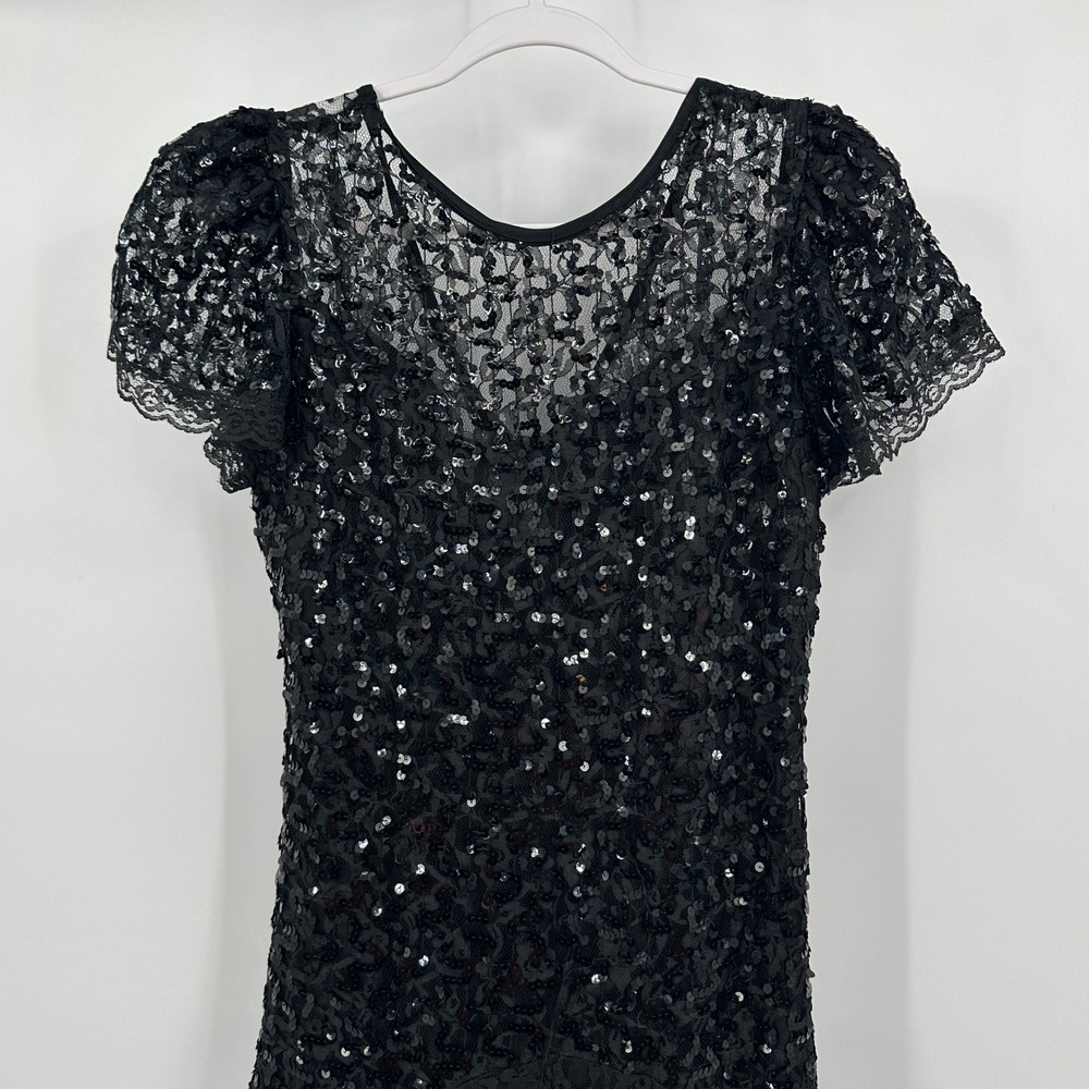 Precious Moments Women Vintage Sequin Lace Dress Size 11/12 Black Gothic Romance - Picture 2 of 8